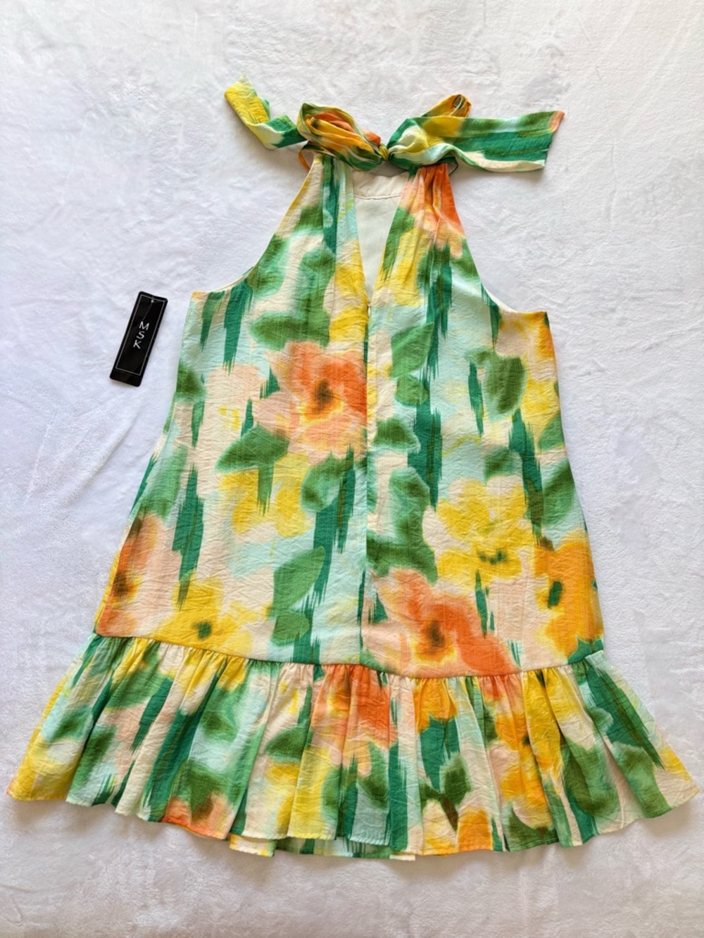 MSK Floral Sleeveless A-Line Silhouette Halter Dress--NWT--L - Picture 8 of 16